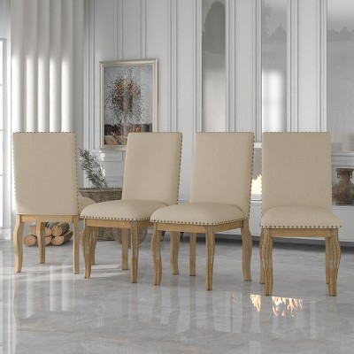 Modern Dining Chairs Set of 4 Upholstered Dining Chair with Wood Legs for Dining Room and Kitchen with Nailhead-Tanpinhause