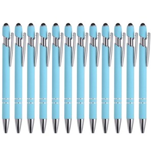 Unique Bargains Metal Black Ink Medium Point 2 in 1 Ballpoint Pen with Screen Touching Tip Style 1 12 Pcs - 1 of 4