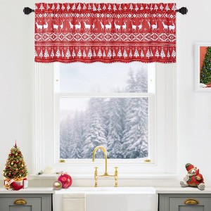 Farmhouse Christmas Tree and Deer Pattern Bathroom Kitchen Curtains - 1 of 4