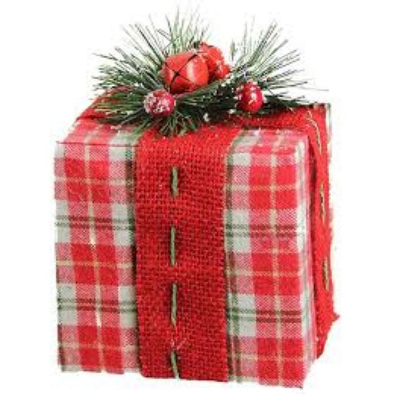 Northlight 5.75" Red and White Plaid Gift Box with Ribbon Christmas Tabletop Decor, 2 of 4