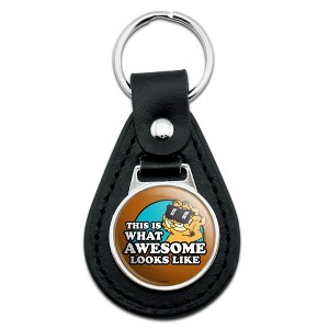 Garfield This Is What Awesome Looks Like Black Leather Keychain - 1 of 4