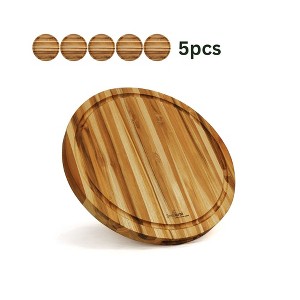 5pc 15.75 in. Reversible Teak Cutting Board Set - 1 of 4