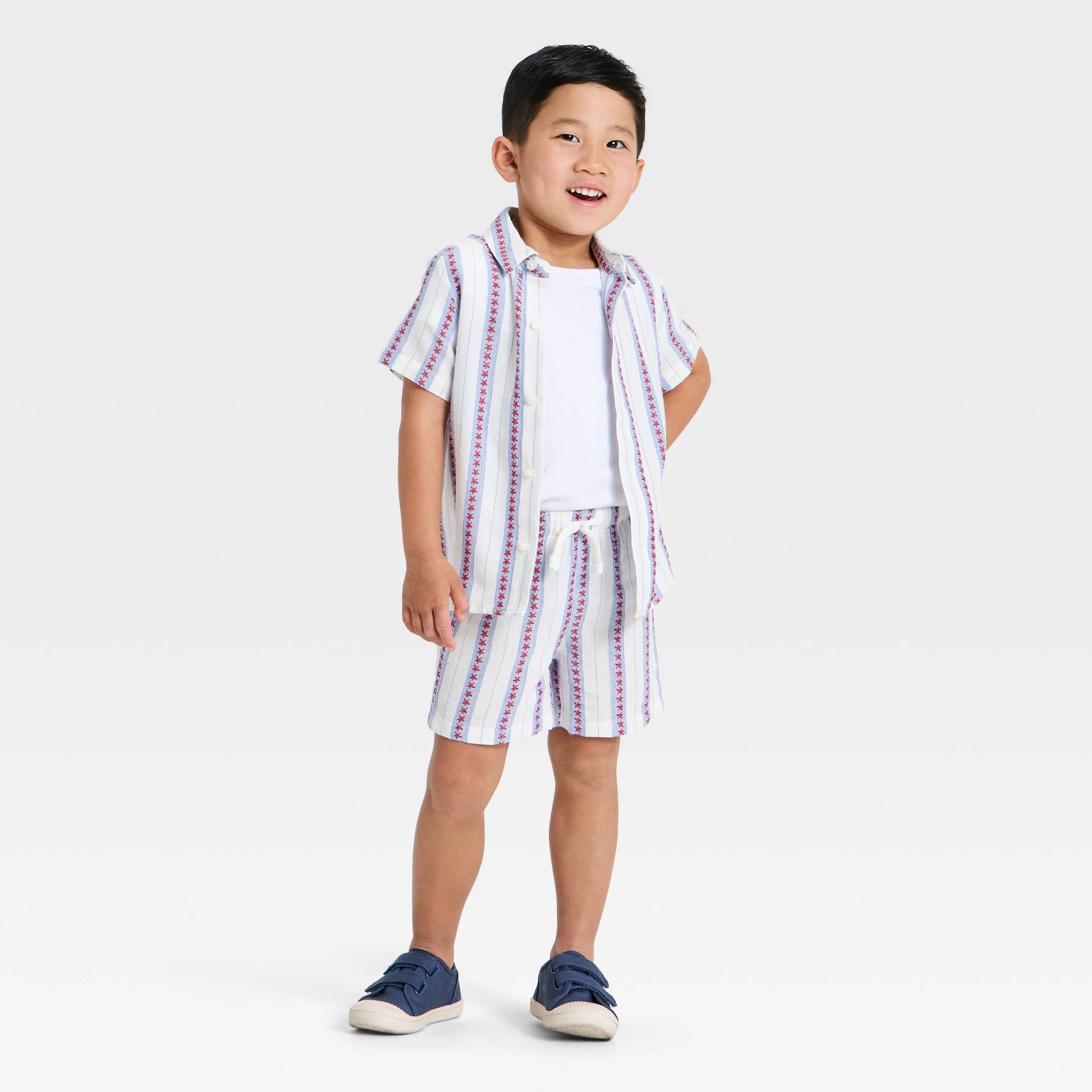 Toddler Boys' Americana Star Jacquard Matching Set - Cat & Jack™ White/Blue
