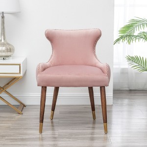 Okak Velvet Contemporary Accent Chair with Nailhead Trim Upholstery Deep Cushions Elegant Armchair with Solid Wood Legs for Living Room Bedroom - 1 of 4
