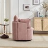 Swivel Accent Chair,Upholstered Swivel Chair with Curved Backrest and Metal Base,Barrel Swivel Chair for Living Room or Bedroom-Koiai - 3 of 4