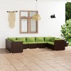 vidaXL 9-Piece Patio Lounge Set with Cushions - Brown Poly Rattan Outdoor Furniture - 2 of 4