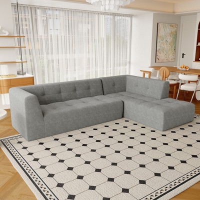 112.2" Upholstered Modular L-Shaped Sectional Sofa, 2pcs Free Combination