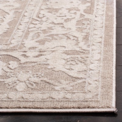 Beige and Cream Floral Synthetic Hand-Knotted Area Rug
