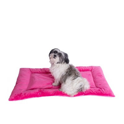 Medium Pink Velvet Pet Bed Mat with Poly Fill