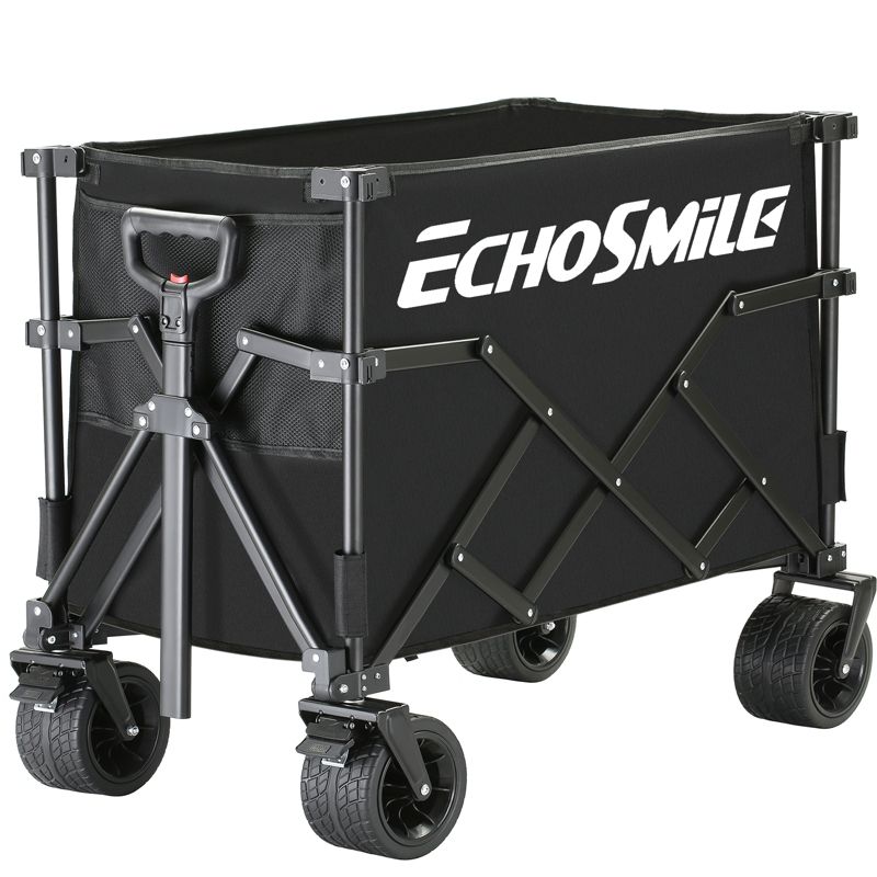 EchoSmile 6.85 cu. ft. Fabric Portable Garden Cart with Adjustable Rolling Wheels in Black, 1 of 8