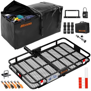 Mockins 60"x36"x6 Trailer Hitch Cargo Rack with 35 Cu.Ft. Waterproof Cargo Bag, License Plate Holder and Hitch Accessories - 1 of 4
