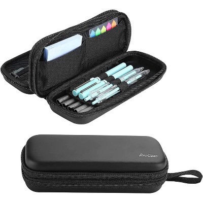 Fmeida Pen Pencil Case, 2-Layer EVA Zipper Pencil Box Pouch Large Capacity Stationery Storage Organizer for School Office Supplies Black