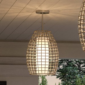 Urban Ambiance Luxury Bohemian Outdoor Pendant 16''H x 12''W,  Galvanized Steel Finish,  Cleveland Collection, UHP1281 - 1 of 4