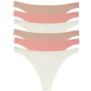 Felina Women's Organic Cotton Thong Underwear, 6-Pack - 1 of 4