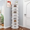 ORRD 8-Tier Rotating Shoe Rack, Spinning Organizer Holds 32 Pairs, 360° Space-Saving Storage Tower for Closet Entryway, White - 2 of 4