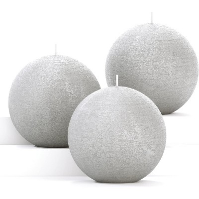 Set of 3 Round Teal Candles - 3 inch Sphere Candles for Wedding & Home Decor - Unscented Long Burning