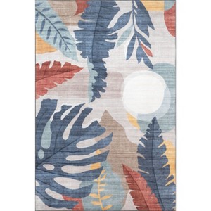 Nuloom Caprice Floral & Paisley 5x8 Machine Washable Indoor/Outdoor Area Rug for Living Room Patio Deck Front Porch Kitchen, Blue/Multicolor - 1 of 4