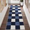 Entryway Runner Rug – Modern Checkered Washable Stain-Resistant Non-Slip Minimalist Plaid Carpet for Hallways Kitchen Laundry. - 2 of 4
