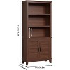 5 Tier Bookcase with Doors Floor Standing,Farmhouse Wooden Bookshelf,71.3 inches Tall Bookshelves with Storage Cabinet - 2 of 4