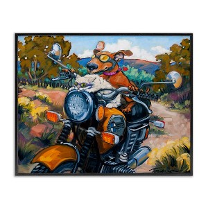 Stupell Industries Cat & Dog on Motorcycle Framed Giclee Art, Black, 14" x 11" - 1 of 4
