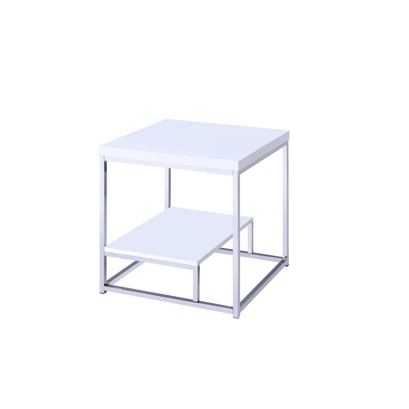 Lucia End Table White/Chrome - Steve Silver Co., 1 of 6