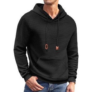 COOFANDY Mens Hoodies Sweatshirts Long Sleeve Fashion Waffle Knit Pullover Hoodie with Pocket - 1 of 4
