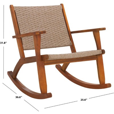 Natural Acacia Wood and Rope Rocking Chair with Cushions