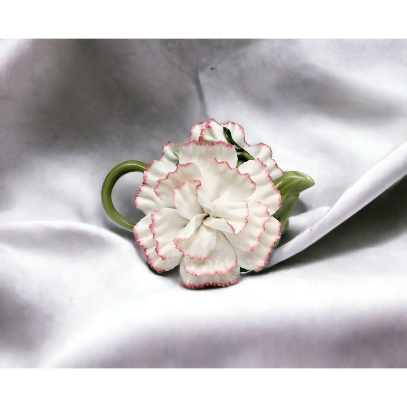 Kevins Gift Shoppe Ceramic White Carnation Flower Teapot, 2 of 4