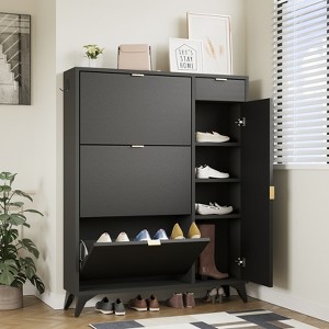 ELECWISH Slim Freestanding Shoe Storage Cabinet 22 Pair Shoe Rack Organizer with 3 Flip Drawers for Entryway - 1 of 4