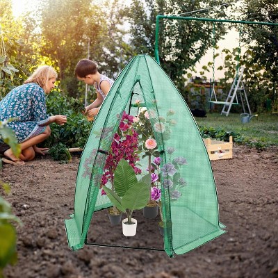 Portable Greenhouse for Outdoor Plants, Heavy Duty Hexagonal Green House with Durable PE Cover, Zippered Door, Mesh Window