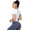 BLUEMING Womens Athletic Tops Cropped Breathable Activewear T-Shirts Round Neck Back Ventilated Mesh Tops Gym Jogger Outfits - 4 of 4