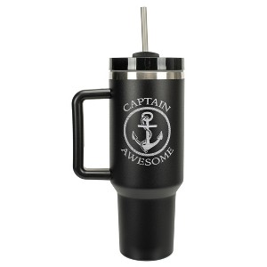 Elanze Designs Captain Awesome Nautical Anchor 40 oz. Stainless Steel, Large Water Bottle Coffee Mug, Spill & Leak Resistant, Thermal Travel Tumbler - 1 of 1