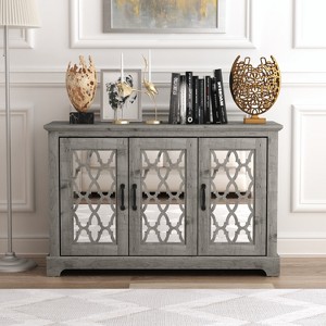 Galano Heron Wood 45.8 in. 3 Doors Sideboard with Adjustable Shelves in Gray, Dusty Gray Oak - 1 of 4