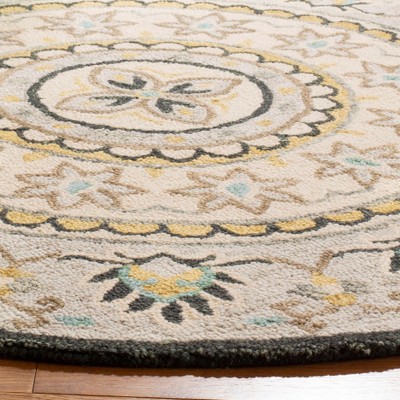Sunshine Floral Tufted Round Wool Rug - 59 in Diameter