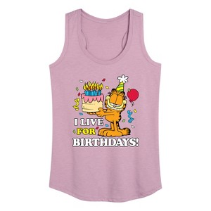Women's - Garfield - I Live For Birthday's Graphic Racerback Tank - 1 of 4