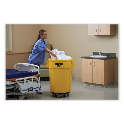 Yellow Heavy-Duty Plastic 44-Gallon Round Trash Can