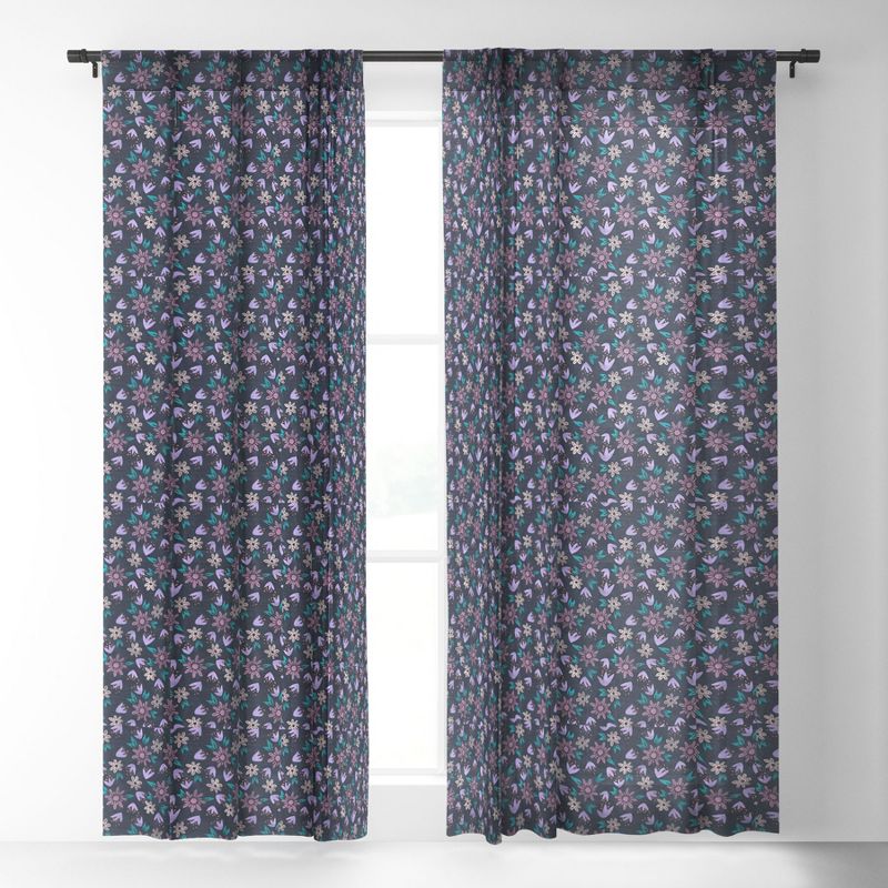 Schatzi Brown Erinn Floral Purple Single Panel Sheer Window Curtain - Deny Designs, 2 of 7