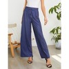 MISSKY Women's Wide Leg Pants Casual Palazzo Summer Flowy Pants Elastic High Waist Lounge Drawstring Long Trousers - 4 of 4