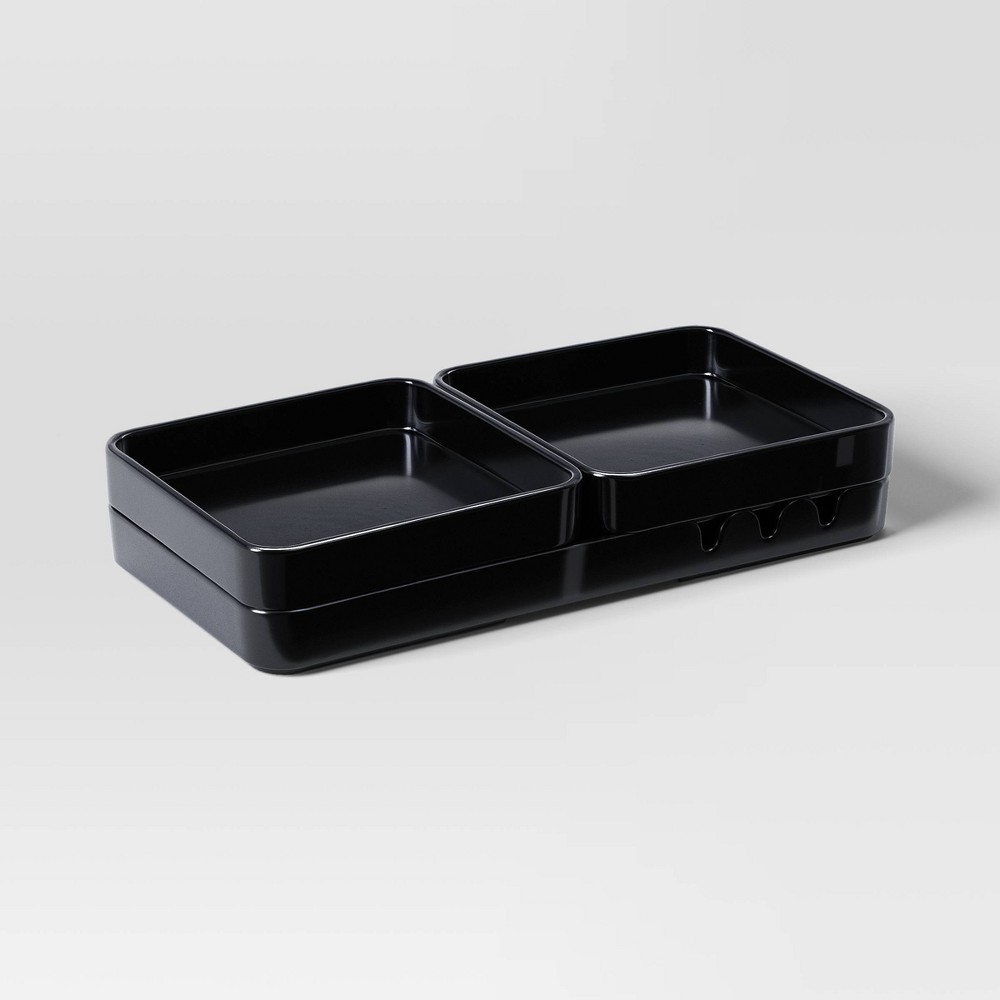3pc Stackable Melamine Decorative Trays Black - Room Essentials™