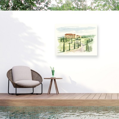 "Watercolor Tuscan Villa I" Outdoor Canvas