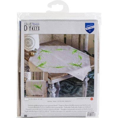 Vervaco Stamped Tablecloth Embroidery Kit 32"X32"-Lily Of The Valley