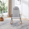Vynxaria Brown Leather Rocking Accent Chairs with Padded High Back & Armrests, for Home Use - 3 of 4