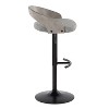 LumiSource Set of 2 Grotto Adjustable Barstools Black Metal/Light Gray Wood/Light Gray Fabric - 3 of 4