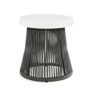 JTH Outdoor Oahu 18" Round Patio Accent Table, Moon Gray All-Weather Rope - 1 of 4