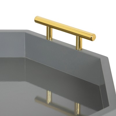 Gray and Gold Octagon Metal Decorative Tray