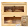MOEPISY Vintage Breadbox Bread Storage Container Farmhouse Food Organizer Pantry Shelf (Natural) - 2 of 4
