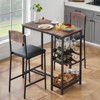 Bar Table Set for 2 with Footrest 2 Upholstered Chairs set for Counter Bar - 2 of 4