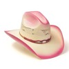 Western Express Kids Straw Western Cattleman Hat with Pink Trim and Silver Concho Hat Band - 2 of 4