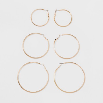 Hoop Earrings 3pc - A New Day™ Gold