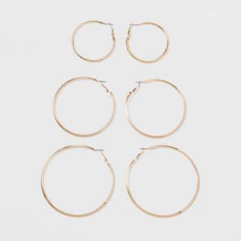 Hoop Earrings 3pc - A New Day™ Gold